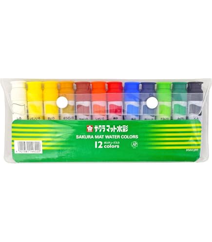 Amazon | サ ク ラ クレ パス マット水彩 絵の具 12色 ポリチューブ